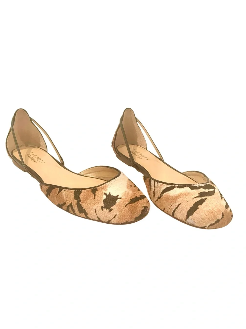 Talbots Tiger-Print Leather Horsehair Slingback Flats
